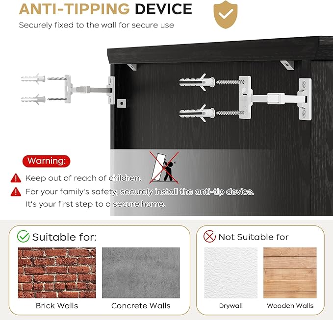 Viroformo Floor Cabinet, Farmhouse Storage Cabinet with Barn Doors and Drawer, 11.81" D x 23.62" W x 39.37" H Black Freestanding Adjustable Shelf Organizer for Bathroom, Kitchen, Living Room