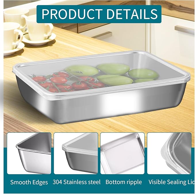 stainless steelFood Storage 12-Pack Lunch BoxContainers setsstorage box with lidfreezer FrozenKitchen tra with lidOven plateSide dish plate Freezer & Dishwasher Safe