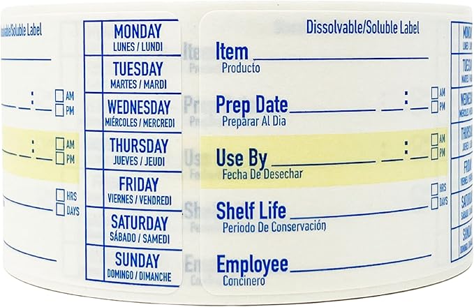 2x3 Dissolvable Food Labels, 250 Label Stickers, Bottle Labels for Storage Bins, Sticker Labels for Food containers, (250, Blue)