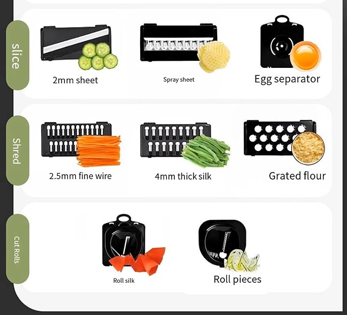 DOSTDR - Vegetable Chopper, Mandoline Slicer, Veggie Chopper, Food Chopper with Container, Vegetable Cutter & Spiralizer for Onion Salad Vegetable Chopper, Fruit Slicer, Shredding, Multi-Function