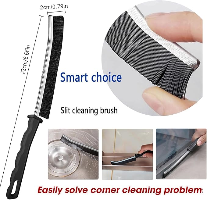 Crevice Cleaning Brush Set, Multi-Purpose Hard Bristle Brushes for Deep Cleaning Kitchen, Bathroom, Grout, Sink, Cup, Teapot, Bottle, Blender, Corners, Tight Spaces & More (6)