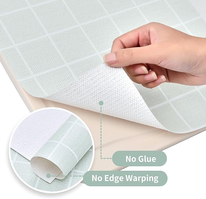 Drawer and Shelf Liner for Kitchen Cabinet: 12 in X 20 Ft Non Slip Waterproof Shelf Paper Non Adhesive Refrigerator Liners Light Gray Grid Easy Liners for Bathroom