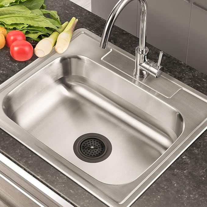 Watflow Black Kitchen Sink Drain Assembly with Sink Strainer 3-1/2 Inch and 304 Stainless Steel Screws, Fit for 3.5 Inch Kitchen Sink, All Stainless with Removable Strainer Basket and Drain Stopper…