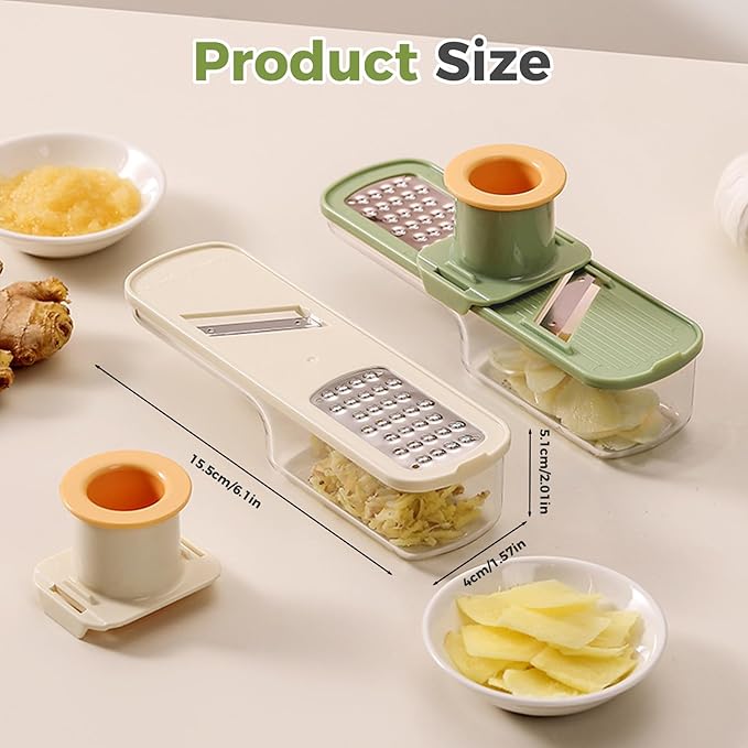 Multifunctional Garlic Grinder, 2026 Upgrade Mini 3 in 1 Garlic Grinder and Slicer, Stainless Steel Garlic Slicer Thin for Household (Green)