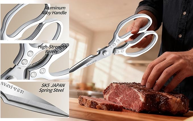 Kitchen Scissors Set, Heavy Duty Meat Scissors All Purpose, Dishwasher Safe Food Shears for Seafood Pizza Herb Chicken Poultry Cutting Cooking, Christmas Gifts for Men Women Mom Dad