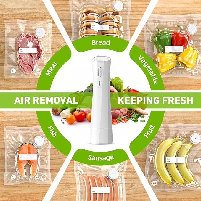 Handheld Vacuum Sealer for Food Storage: Portable Vacuum Sealing Machine - USB Rechargeable Cordless Food Sealer Saver for 5X Preservation
