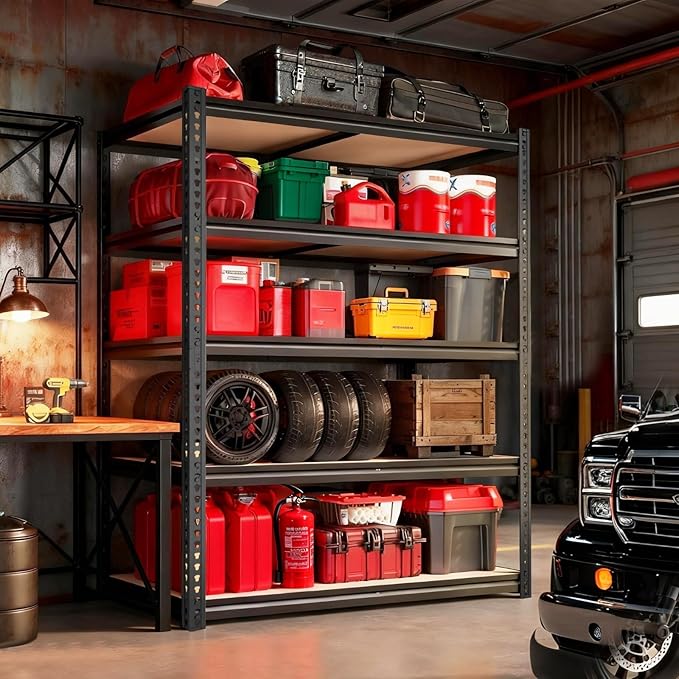 Garage Racks for Storage,5-Tier Adjustable Garage Shelving Storage Shelves,2400LBS Capacity Heavy Duty Shelving for Carport Warehouse Basement,72" H x40 W x20 D