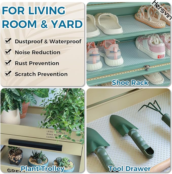Hersvin Shelf Liners 10 in x 20 ft EVA Drawer Mats, Non-Adhesive Cupboard Protector, Kitchen Cabinet Lining Fridge Liner (Clear Crossed Stripe, 25.4x610cm)