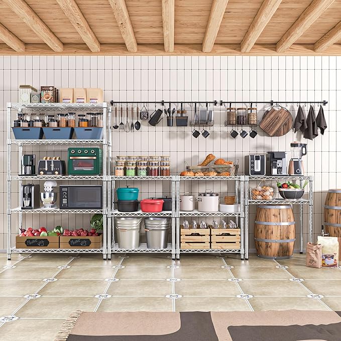 1750 LBS Storage Shelves 5-Tier Utility Shelving Unit Steel Organizer Wire Rack for Home,Kitchen,Office,Garage, Capacity 17.7" D x 47.2" W x 72.3" H | Organizer Wire Rack, for Home, Kitchen, Office, Garage, 1750 LBS Capacity