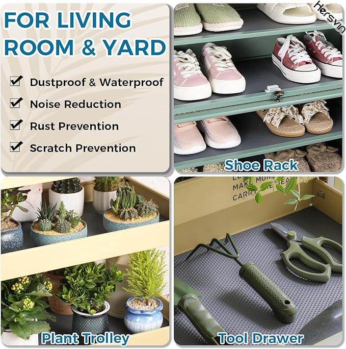 Hersvin Shelf Liners, 24in x 20ft Kitchen Drawer Mats, Non-Adhesive EVA Cupboard Protector, Cabinet Lining (Dark Gray/Dot)