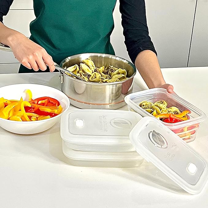 Premium Silicone Collapsible Food Storage Containers with Silicone Leakproof Lids, Platinum Food-Grade, BPA Free, LFGB Certified, Compact, Reusable Lunch Box, Microwave Safe, 4.9 Cups 3 Pk