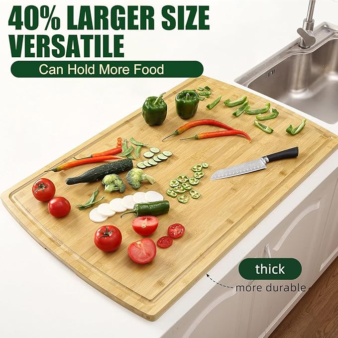 DYTesa Cutting Board, 24inch Bamboo Cutting Board, Bamboo Wooden Cutting Boards for Kitchen, Ideal Charcuterie & Chopping for Meat, Vegetables and Fruits Ideal Kitchen Gifts