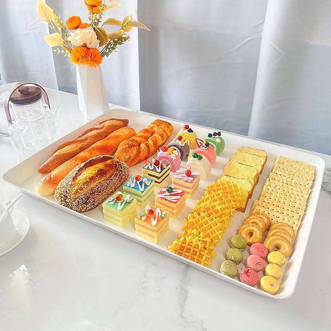 AMGBZT Serving Tray Platter, 26'' x 18'' x 1.6'', 2 Pcs Food Tray for Veggie Fruit Snack Dessert Cookie Cheese, Food Trays for Party Supplies Display, Large Platters for Serving Food, BPA Free