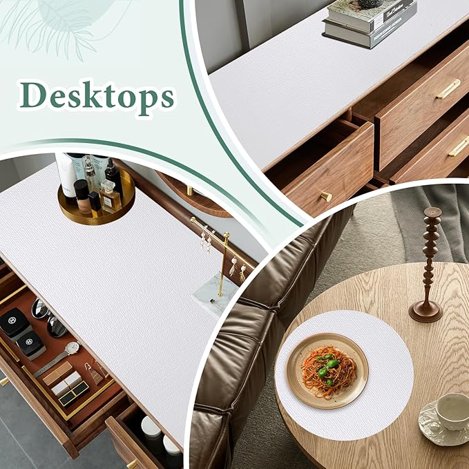 Drawer and Shelf Liner for Kitchen Cabinet: 23 in X 30 Ft Non Slip Waterproof Shelf Paper Non Adhesive Refrigerator Liners White Easy Liners for Bathroom Cupboard with Knife Tape Measure