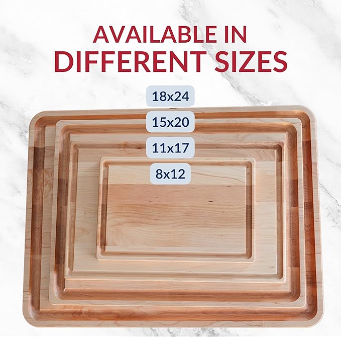 Maple Wood Cutting Board - Made in USA - Butcher Block Solid Wood by Virginia Boys Kitchens
