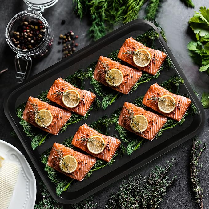 SEUNMUK 6 Pack 12 x 16 Inch Plastic Fast Food Trays, Cafeteria Tray, Scratch-Resistant Black Cafeteria Tray, Fast Food Serving Trays for School, Cafeteria, Restaurant