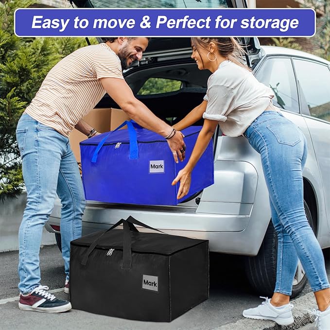 Moving Boxes 6 Pack,93 Liters Clothes Storage Large Moving Bags with Handles Moving Totes Bins for College Dorm or Christmas Decorations