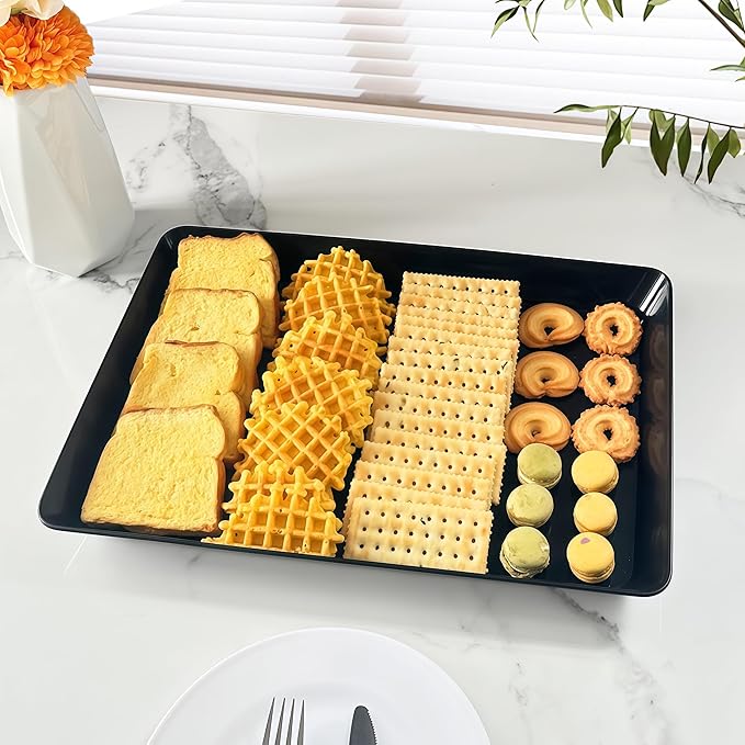 AMGBZT Serving Tray Platter, 6 Pcs Food Tray for Veggie Fruit Snack Dessert Cookie Cheese, Food Trays for Party Supplies Display, Plastic Platters for Serving Food, Large Trays, BPA Free