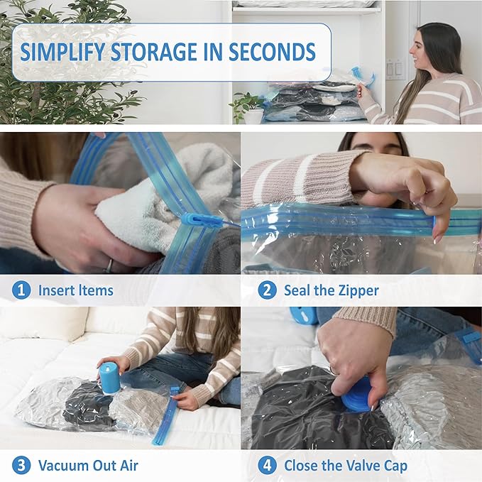 Cozy Essential 10 Pack Travel Vacuum Storage Bags with Rechargeable Wireless Electric Pump for Luggage, Suitcase, Carry-on Size Vacuum Seal Compression Space Saver Bags for Clothes and Clothing Travel