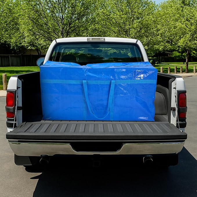 4 Pcs 96 Gallon Extra Large Moving Bags Heavy Duty Storage Bag with Strong Zipper Handle Foldable XXL Jumbo Storage Tote Packing Moving Box for College Dorm Travel Cloth Duffle (Blue)