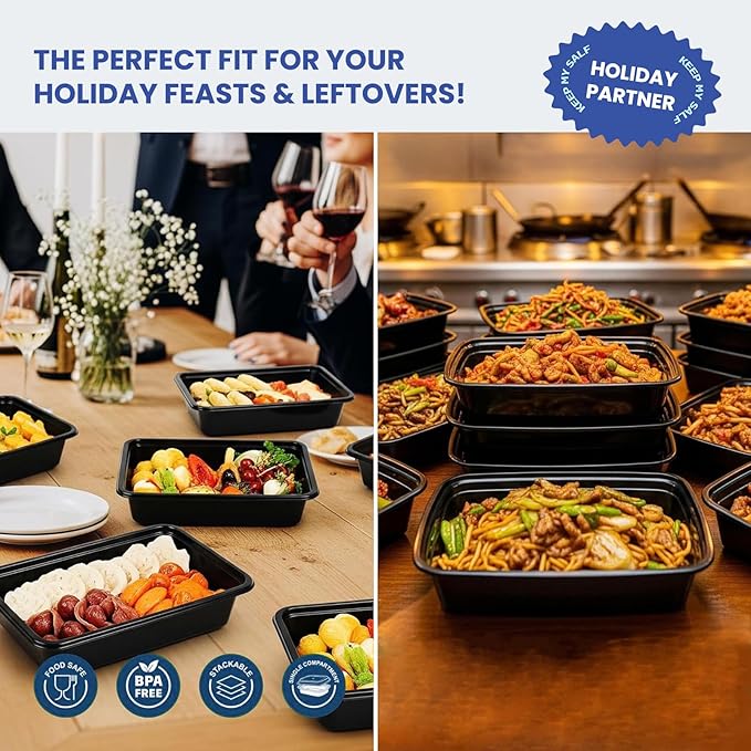 Eco Maicoco 15 Pack 32oz Meal Prep Containers Reusable BPA-Free, Disposable Food Storage Containers with Lids, Bento Box Leakproof To Go Food Containers, Microwave Freezer Dishwasher Safe