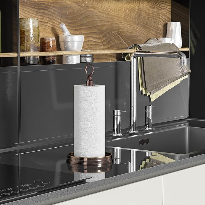 KASUNTO Paper Towel Holder Steel Paper Holder countertop,Black Paper Towel Holder for Kitchen Countertops, Bars & Dining Tables,Fits Standard & Jumbo Rolls, Oil Rubbed Bronze