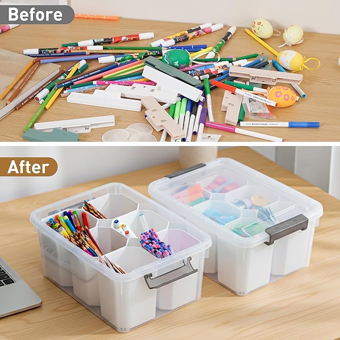 Citylife 17 QT Plastic Storage Bins Clear Storage Box with Lids Multipurpose Stackable Storage Containers for Organizing Tool, Craft, Crayon