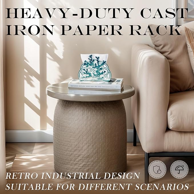 Linton Arts Cast Iron Napkin Holder for Table, Decorative Coral Design Cocktail Napkin Holder, Heavy Duty Napkin Dispenser for Paper Napkins, Kitchen Island & Bathroom Decor
