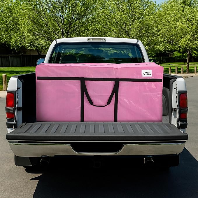 Windyun 4 Pack 69 Gallon Extra Large Moving Bags XXL Heavy Duty Storage Bag with Strong Zipper Handle Jumbo Big Tote Box Foldable for College Dorm Travel Clothes Duffle Blanket Pillow(Pink)