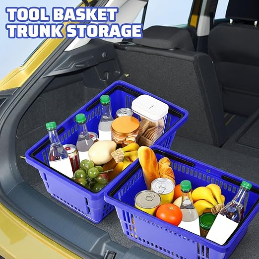 Set of 20 Blue Shopping Basket with Handles 18 L Plastic Grocery Basket 16.9 x 11.8 x 9.1 Inch Bulk Portable Hand Shopping Carts for Retail Store Supermarket Grocery Supplies
