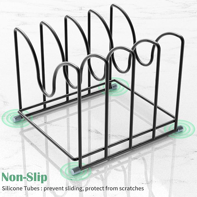 PLUVON Pot Lid Organizer Rack,1.6in Wide Cutting Board Organizer for Pan Lids,Baking Sheets,Cookie Sheets, with 4 Slots,Cutting Board Holder Rack(1PC-Large)