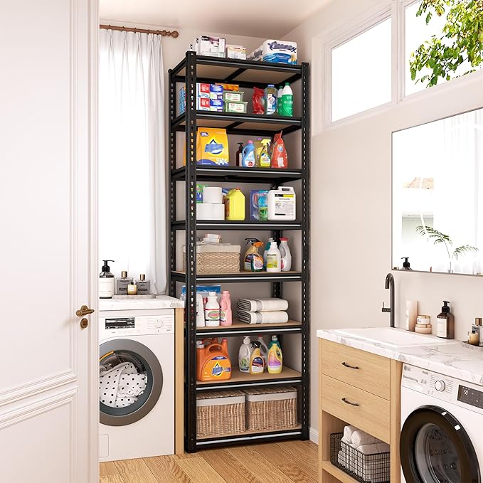 8 Tier Storage Shelves, Shelving Unit Load 2816LBS, Garage Shelving Adjustable and Divisible, Shelving Units and Storage Rack for Laundry Room, Pantry, Kitchen, Closet, Metal Shelf 84" H