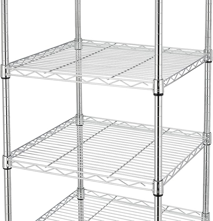 Finnhomy Heavy Duty 5 Tier Wire Shelving Unit, 18x18x59-inches 5 Shelves Storage Rack, Metal Shelving with Thicken Steel Tube, NSF Certified, Chrome
