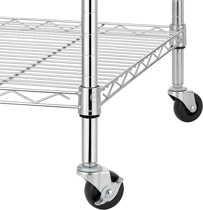 Finnhomy Heavy Duty 8 Tier Wire Shelving with Wheels 18x18x72.8-inches 8 Shelves Storage Rack Thicken Steel Tube, Pantry Shelves for Storage, Adjustable Shelving Unit, NSF Certified, Chrome