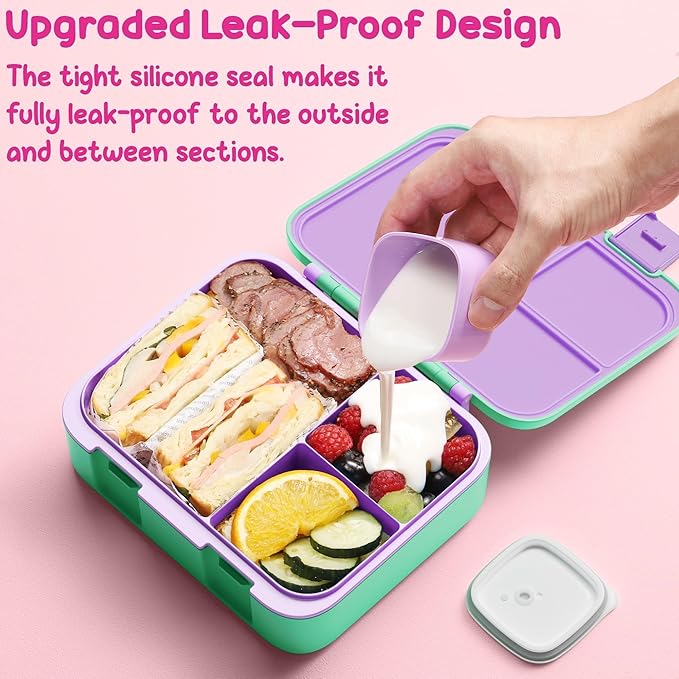 Fimibuke Bento Lunch Box for Kids with Food Jar, 32OZ Snack Lunch Container with 3 Compartments, Insulated Lunch Bag, 12OZ Leakproof Food Jar, Ice Pack Set for Age 3-12 Toddler Teen Girls Boys Daycare