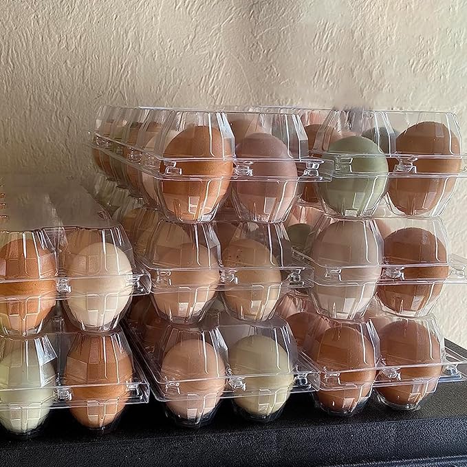 HOIGON 80PCS 12 Count Plastic Egg Cartons, Clear Egg Cartons Bulk, Reusable Chicken Egg Tray for Family, Farm Market Display