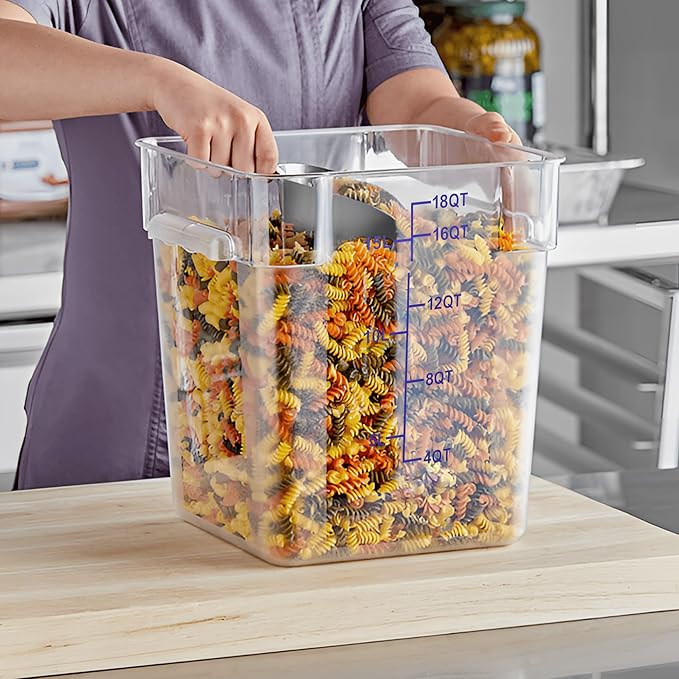 BIEAMA 4 Pack Food Storage Containers, 18 Quart Square Commercial Food Containers with Lids, NSF, Polycarbonate, Clear