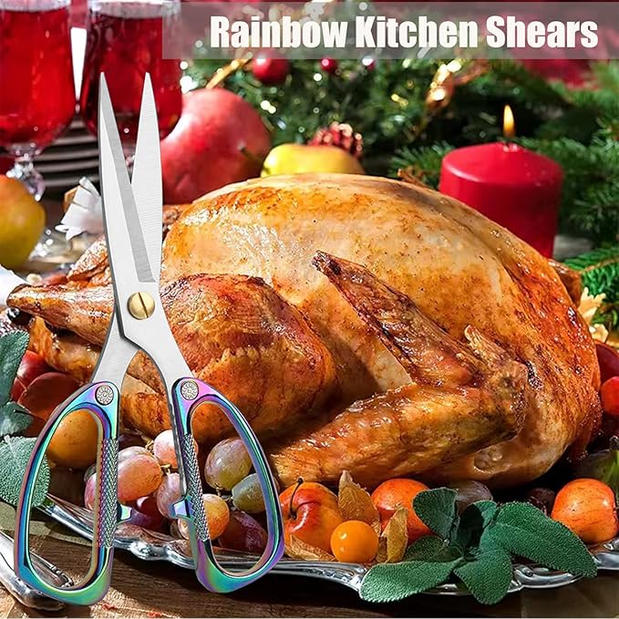 AUDAMI 2-Piece Kitchen Shears Set, Heavy Duty Professional Poultry Meat Scissors,Multi-Purpose Stainless Steel, Dishwasher Safe
