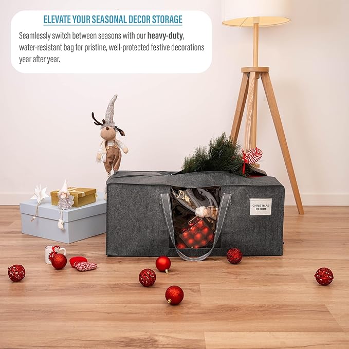 VENO 10 Pack Heavy Duty Moving Bags, Christmas Storage Bins with Lids, Transparent Window Design, Alternative to Moving Boxes, Storage Bags for Clothes, Blankets, Comforters, Pillows (Gray, 10 Pack)
