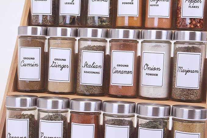 Orii Spice Labels - White Rectangular - 160 Pre-Printed +20 Blank