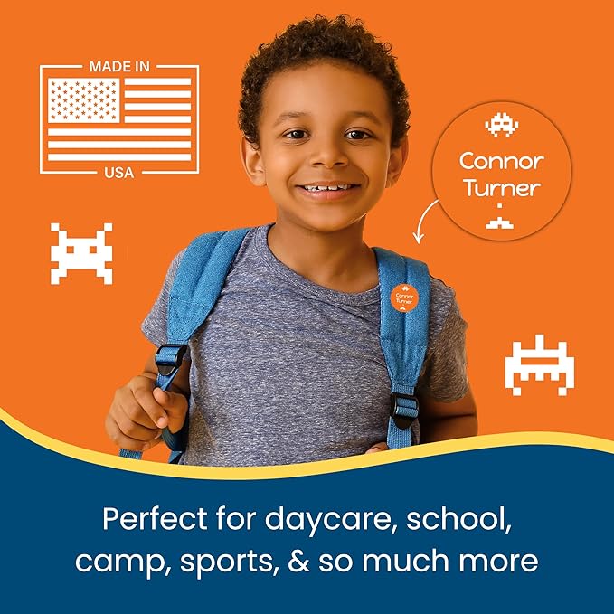 Name Bubbles - Kids Custom Name Labels for Daycare, School, Camp (144 Labels) - Personalized Waterproof Name Stickers for Clothes Tags, Lunch Boxes, Water Bottles, & School Supplies (Rainbow)