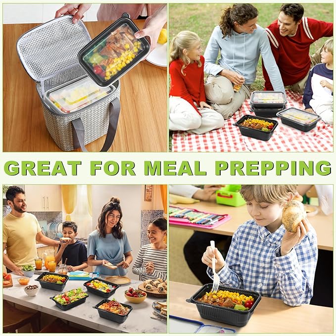 voryshen 50-Pack Meal Prep Containers, 25 Oz 1-Compartment to go Food Containers with Lids, Reusable Lunch Box |BPA Free|Stackable, Microwave/Dishwasher/Freezer Safe