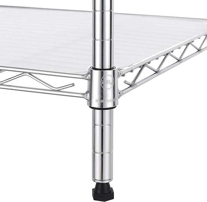 Finnhomy 8-Tier Wire Shelving Unit Adjustable Steel Wire Rack Shelving 8 Shelves Steel Storage Rack or Two 4-Tier Shelving Units with PE mat, Leveling Feet and Safety Device, NSF Certified, Chrome