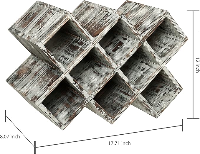 MyGift Wine Rack Countertop 8 Bottles, Barry Wood Wine Holder Organizer for Home Bar, Farmhouse Kitchen, Wedding & Party Decor, Rustic Torched