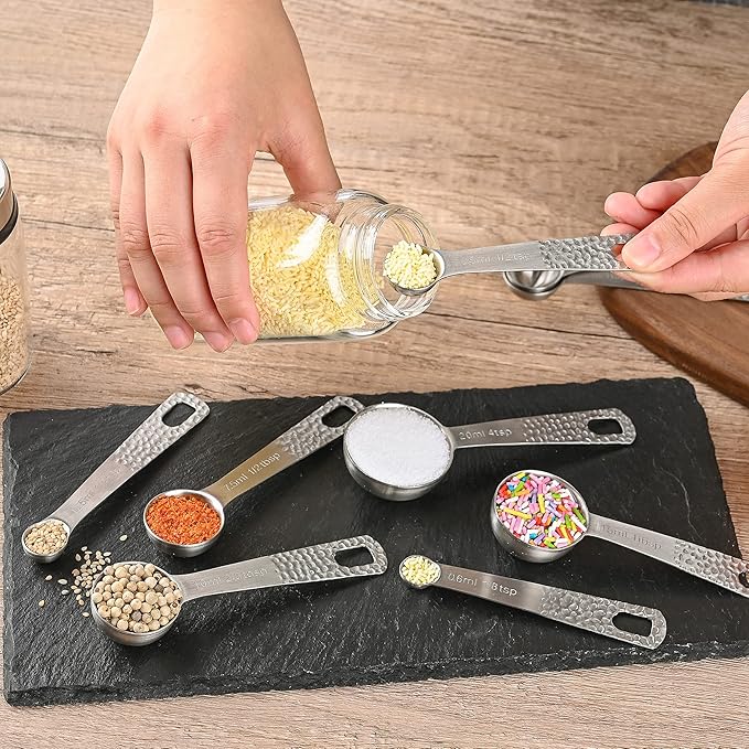 SUNMVEHOT Measuring Cups and Spoons Set 20 for Dry & Liquid, Metric & US 18/8 Stainless Steel Measuring Cups and Spoons Set with Leveler for Baking & Kitchen, 8 Measure Cup and 9 Spoon & Leveler