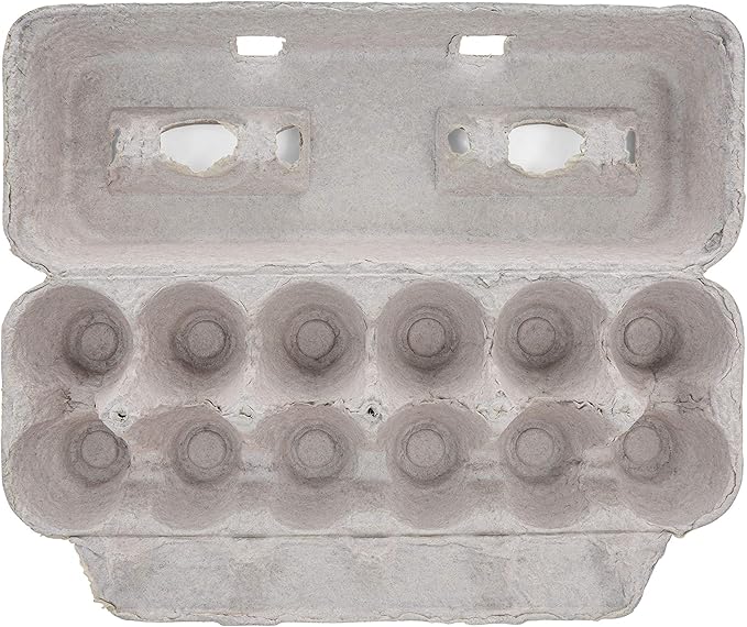 MT Products Printed Natural Pulp Egg Cartons 1 Dozen - Disposable Egg Storage Container (Pack of 25) - Made in the USA