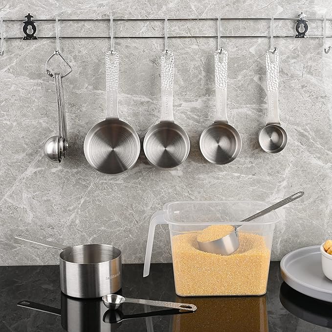 Smithcraft Measuring Spoons Set 6, 18/8 Stainless Steel Measuring Spoons Set for Kitchen & Baking, Metal Metric & Us Measuring Spoons for Drying and Liquid