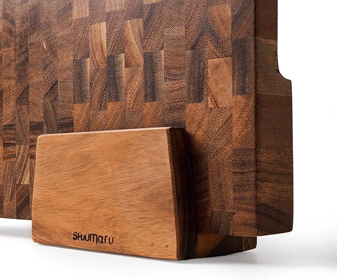 Shumaru Natural Wood Cutting Board Stand β Fits 2"β2.3" Heavy Boards, 7.75" Γ 4" Γ 4" | Handmade Sturdy Holder Supports Boards up to 24 in