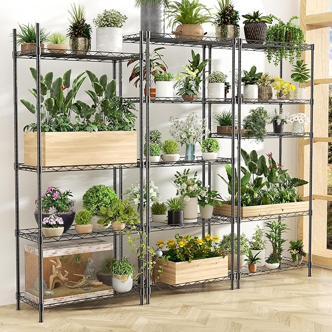 Storage Shelves,21.3" W x 11.8" D x 58.5" H Kitchen Wire Shelving Unit Loads 550LBS,5-tier Adjustable Metal Utility Shelf,Garage Shelves,Home Storage Rack for Kitchen, Laundry, Pantry and Closet
