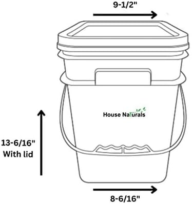 House Naturals 4 Gallon Square Food Grade Bucket Pail with Plastic Handles and Lid (Pack of 3) Made in USA containers (Magenta - White lids)